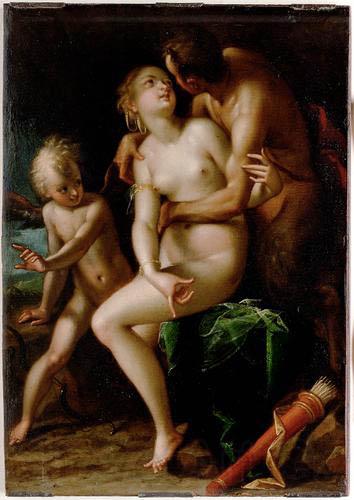 Hans von Aachen Jupiter Antiope und Amor Norge oil painting art